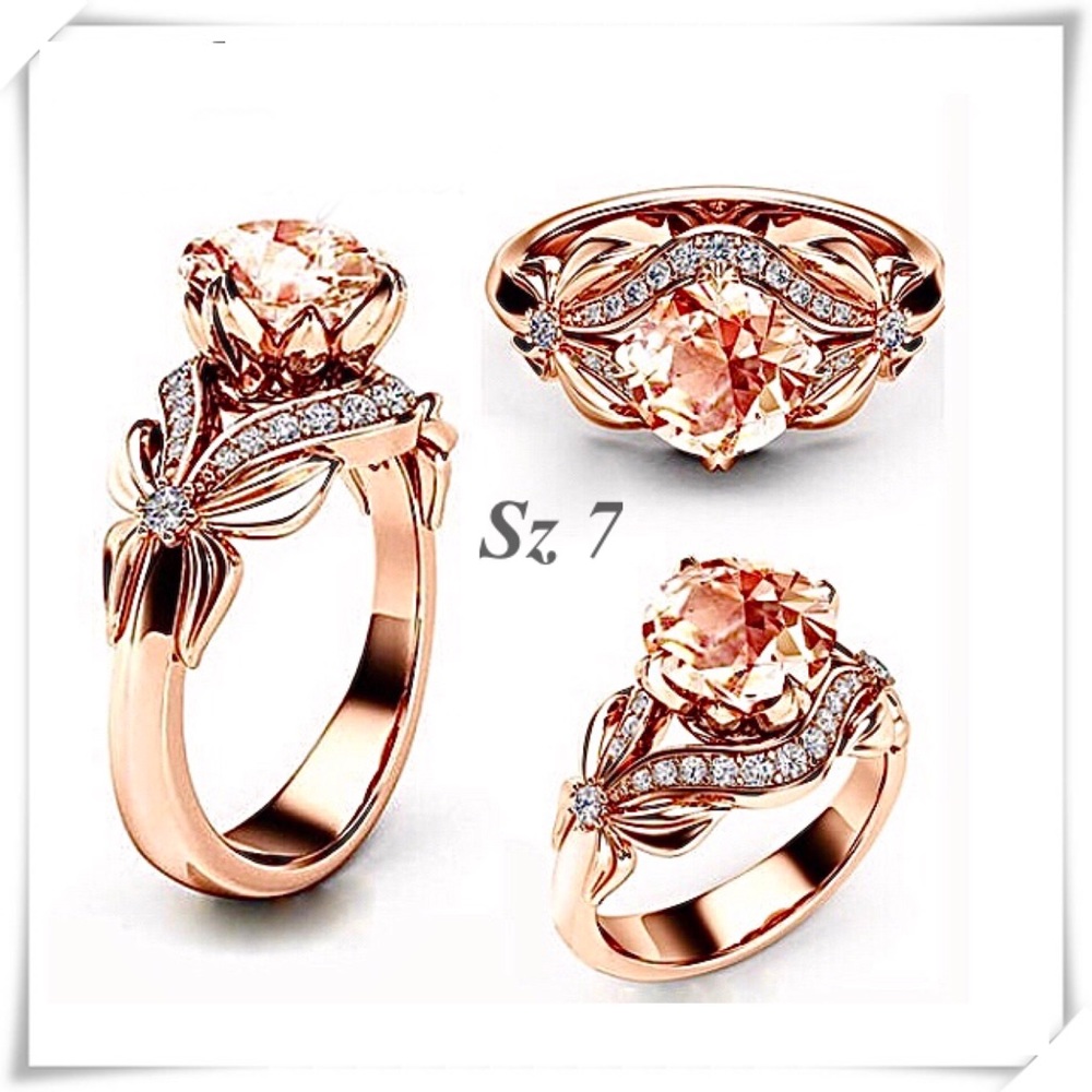 Champagne Luxury Rose gold Filled Crystal ring